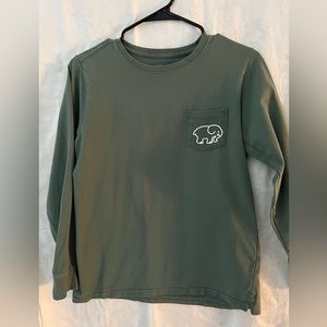 IVORY ELLA Long Sleeve Green Iconic Elephant Logo Crew Neck T Shirt Size S